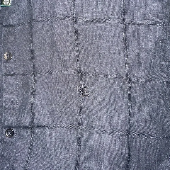 Vintage Ralph Lauren Black Linen Button-Up Shirt - Picture 3 of 5